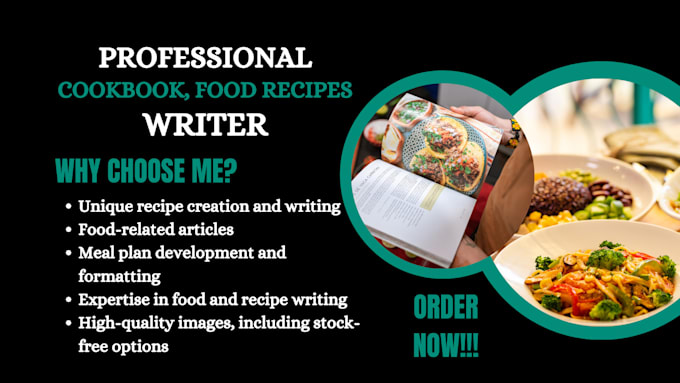 Gig Preview - Write 100 recipes with any ingredients at home, recipe book, cookbook, food blog