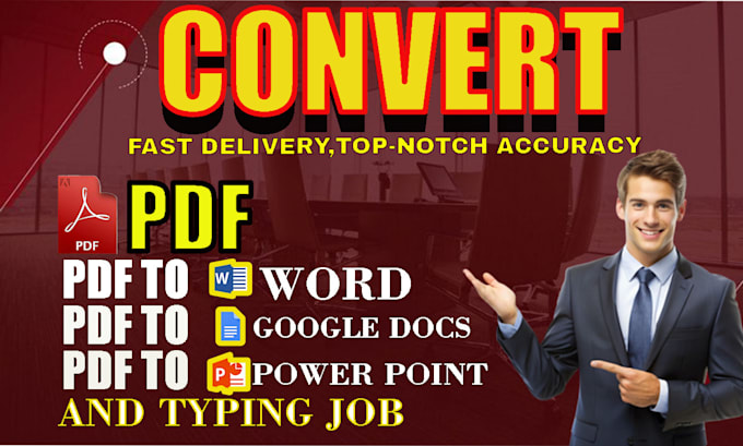 Gig Preview - Convert PDF to word excel power point google docs precise