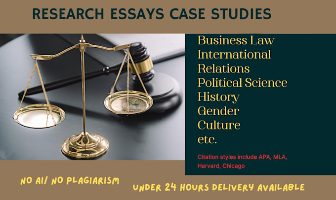 Gig Preview - Research and write business law, international relations, american history tasks