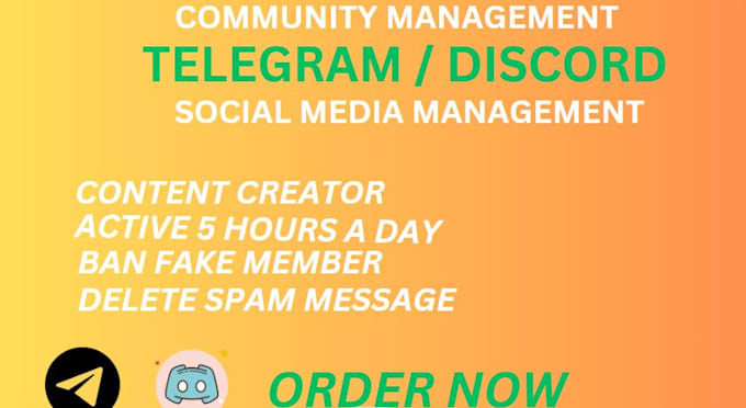 Gig Preview - Telegram and discord community manager, moderator, admin, active chatter, hyper