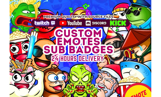 Gig Preview - Create badge logo design emotes emoji sub badges for twitch kick discord youtube