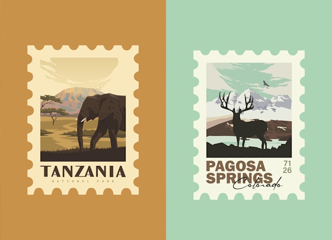 Gig Preview - Draw a postage stamp illustration for any city or national park