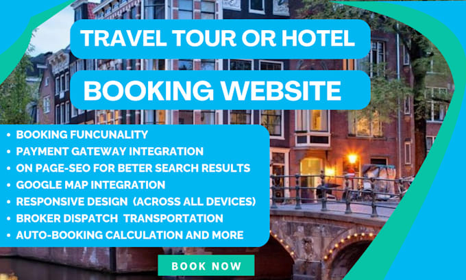 Gig Preview - Design responsive travel booking website, travel agency hotel website blog