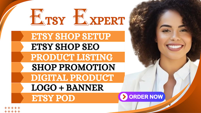 Gig Preview - Do etsy shop setup, etsy product listing, etsy digital product, etsy pod, seo