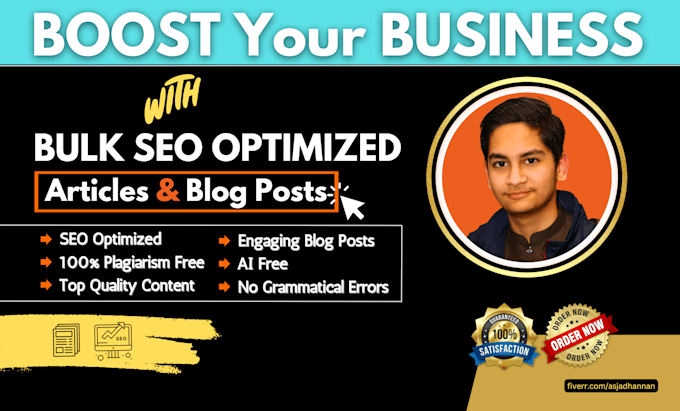 Gig Preview - Be your bulk SEO articles and blog posts writer