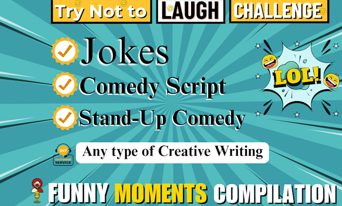 Gig Preview - Write hilarious jokes, comedy script, humor so you seem funny