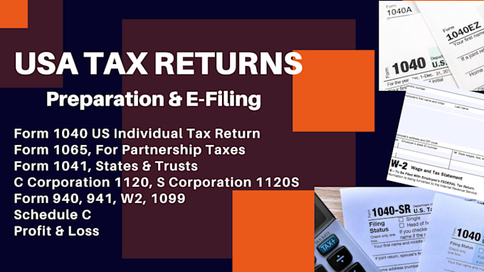 Gig Preview - Prepare and e file US tax returns for individuals and business 1040, 1120, 1065