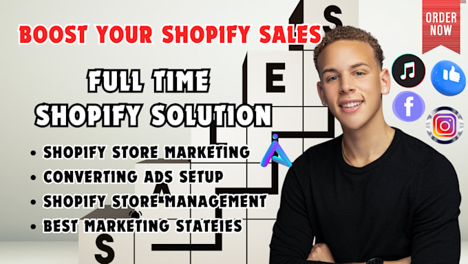 Gig Preview - Be your ecommerce shopify marketing, boost shopify sales shopify store manager