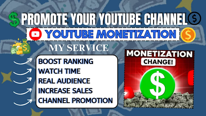 Gig Preview - Do organic youtube channel promotion channel monetization