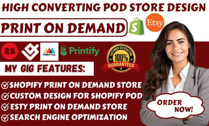 Gig Preview - Design shopify website esty shop printify printful tshirt print on demand shop