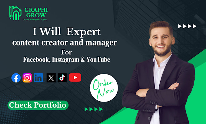 Gig Preview - Expert content creator and manager for fb ig and yt growth