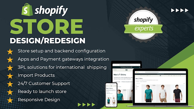 Gig Preview - Design, redesign shopify store, shopify website 3pl solution