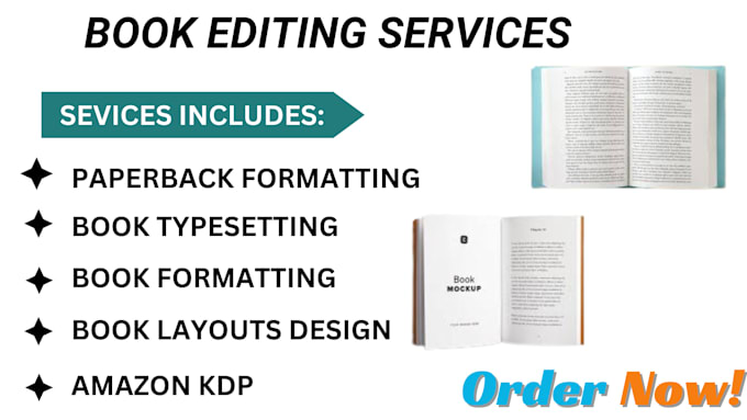 Gig Preview - Format ebook, paperback, book typesetting, book layout design for amazon KDP