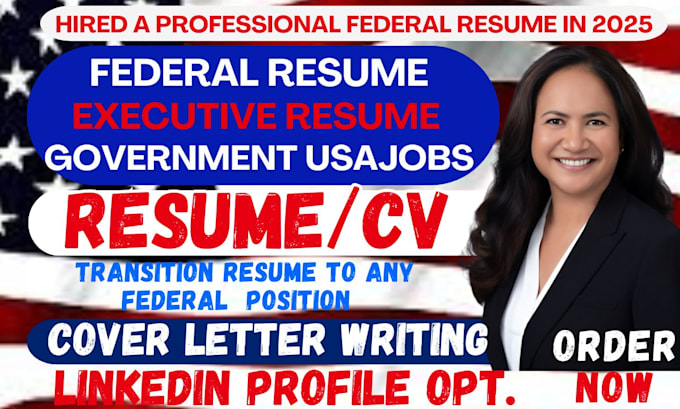 Gig Preview - Write federal resume government usajobs executive CEO, veteran and cover letter