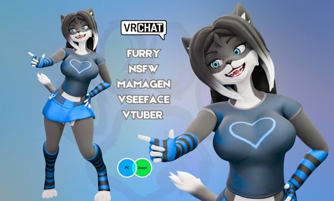 Gig Preview - Do quality vrchat avatar, furry avatar, 3d model, vr character, vtuber, nsfw