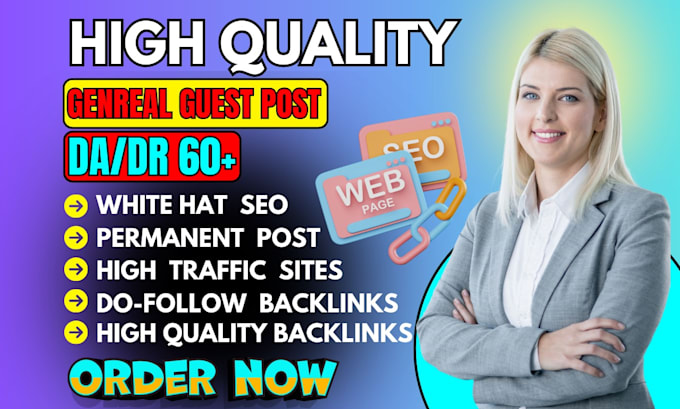 Gig Preview - Do guest post on genreal sites with good authority backlinks