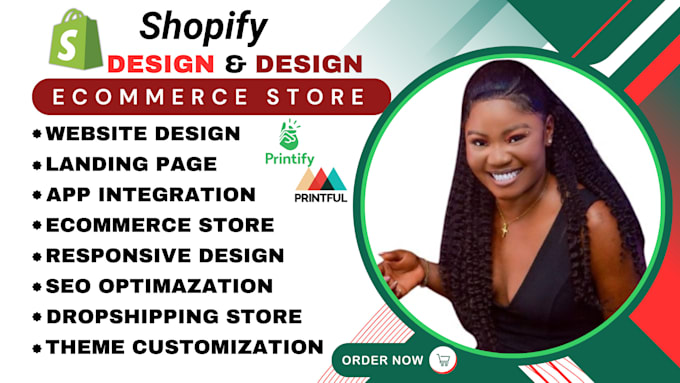 Gig Preview - Do shopify store design shopify dropshipping website shopify print on demand