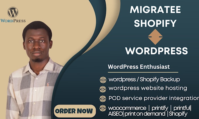 Gig Preview - Migrate shopify store to wordpress, migrate wordpress to shopify, website