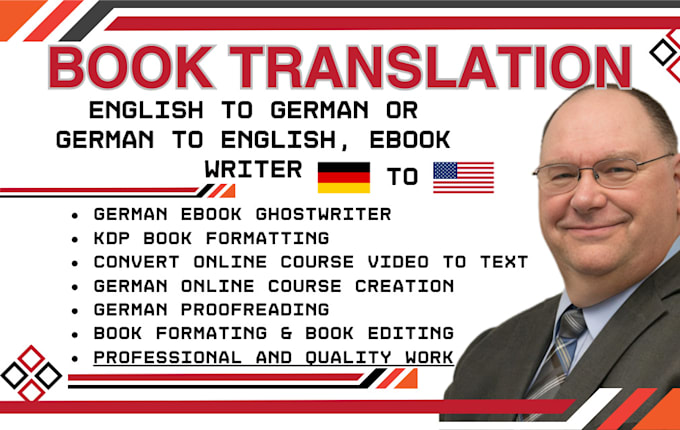 Gig Preview - Do book translation english to german or german to english, german ebook writer