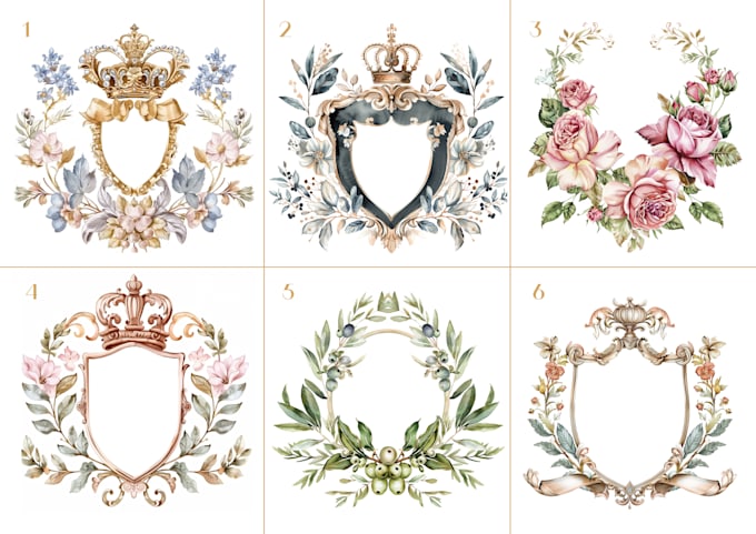 Bestseller - customize stunning wedding crest monogram and watercolor logo