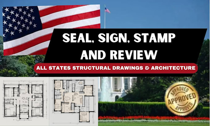 Gig Preview - Stamp seal architectural florida mep drawing pe 2d floor plan design city permit