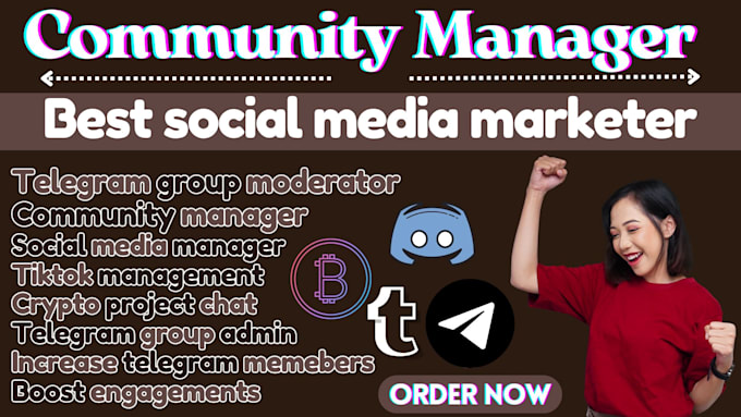 Gig Preview - Be your telegram community manager, discord moderator with 30 chatters