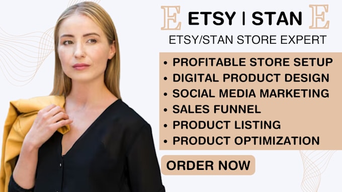 Gig Preview - Set up etsy stan store digital products design stan store digital product design