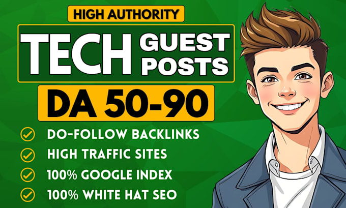 Gig Preview - Do tech guest post on high da technology blogwith do follow backlinks