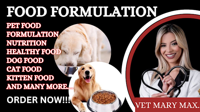 Gig Preview - Formulate pakaning petfood and supplements