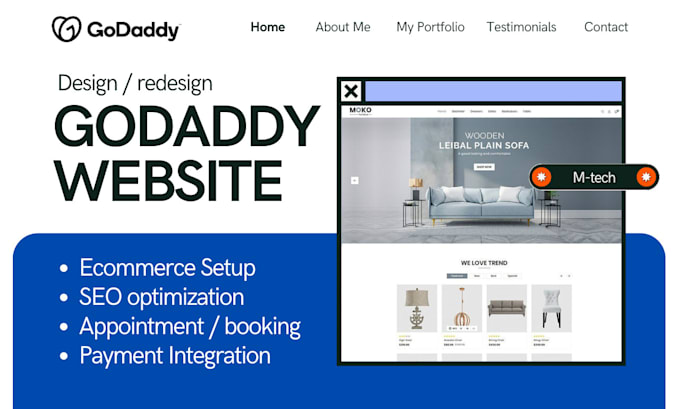 Gig Preview - Godaddy website design godaddy website redesign godaddy ecommerce website expert