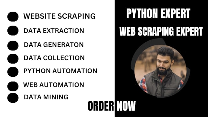 Gig Preview - Web scraping script,python web scraper,data scraping,web automation,data mining