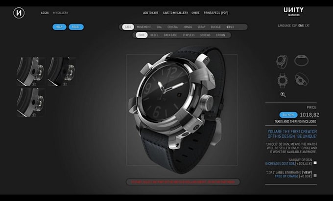 Gig Preview - Customize and configure 2d,3d watch on website, zakeke, kickflip, teeinblue