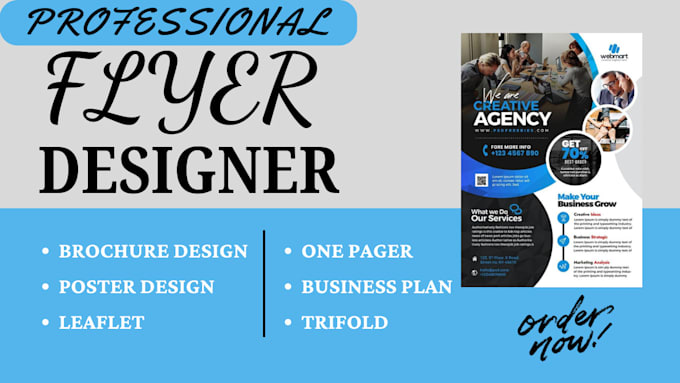 Gig Preview - Design one sided flyer, brochure, trifold, banner, leaflet under 24 hours