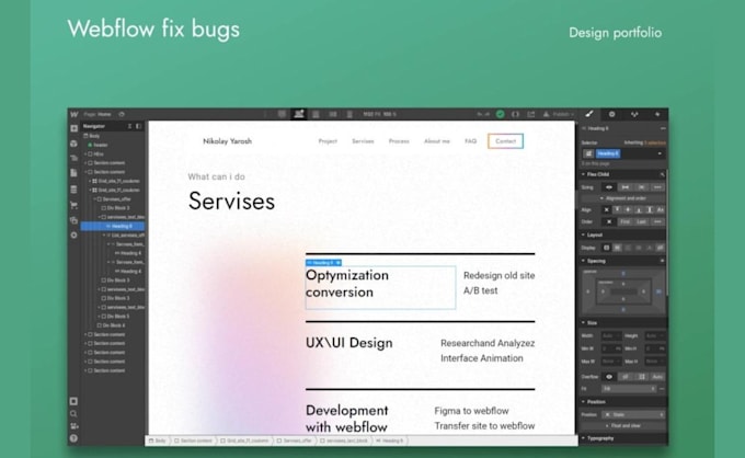 Gig Preview - Figma to webflow webflow website framer bug fix customize webflow templates