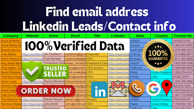 Gig Preview - Find email addresses and linkedin leads with contact info