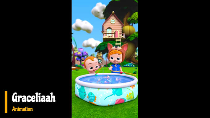 Gig Preview - Do 3d kids animation video nursery rhymes kids learning 3d cartoon video lullaby