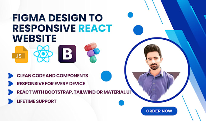 Gig Preview - Convert figma design to pixel perfect react bootstrap responsive website