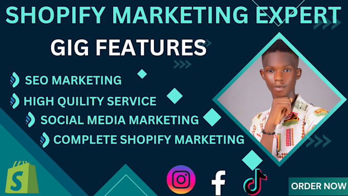 Gig Preview - Do shopify marketing tiktok shop shopify instagram manager facebook ads