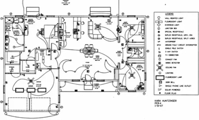 Gig Preview - Draw architectural electrical drawing, electrical plan, floor plan