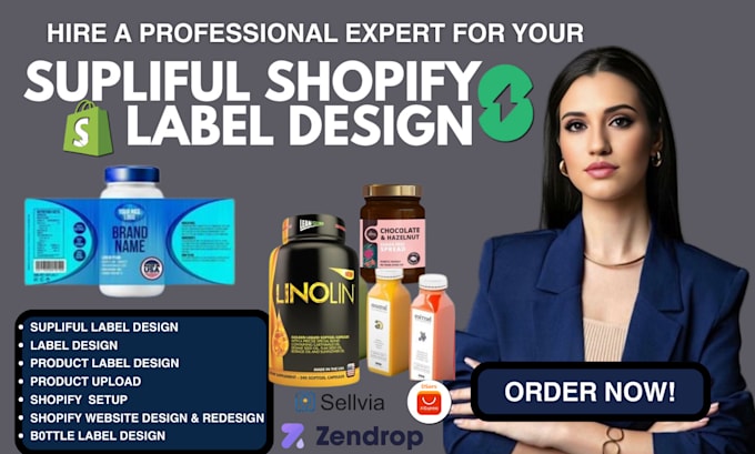 Gig Preview - Design attrative shopify supliful winning product label sellvia dser, zendrop