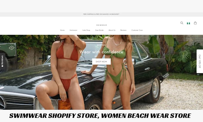 Gig Preview - Design luxury women beach wear shopify store beach wrap dropshipping store