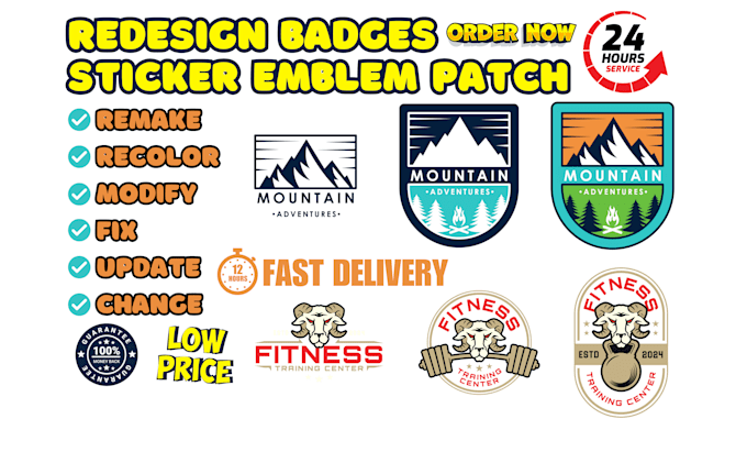 Gig Preview - Redesign remake recolor badge logo modify fix update change sticker patch emblem