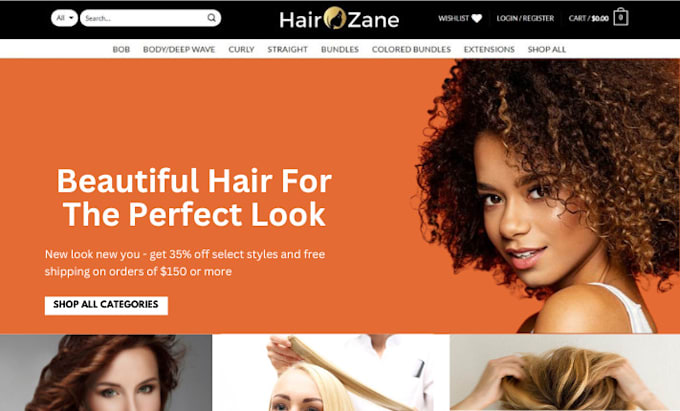 Gig Preview - Build hair extension shopify skincare store cosmetics website dropshipping