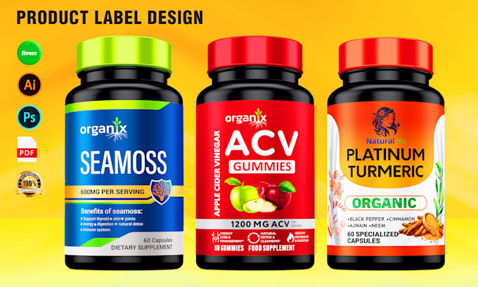 Gig Preview - Supplement label design, product label packaging