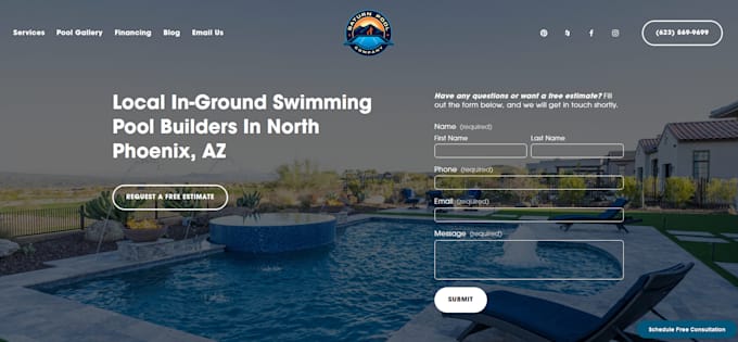 Gig Preview - Build a modern swimming pool construction, cleaning website