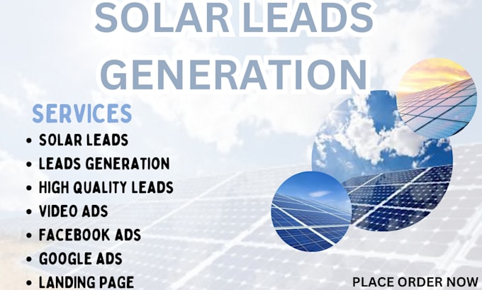 Gig Preview - Solar leads and roofing leads, solar leads, facebook ads, google ads, solar ads