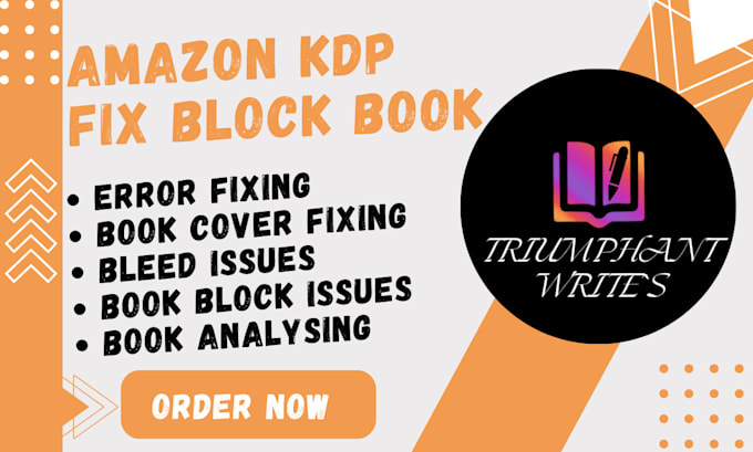 Gig Preview - Fix amazon KDP book block amazon KDP book publishing book correction formatting