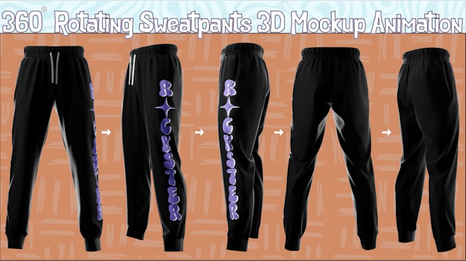 Gig Preview - Create 3d sweatpants rotating mockup animation video