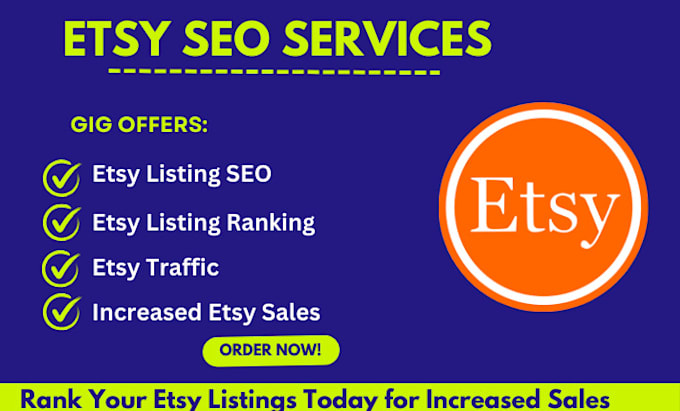 Gig Preview - Optimize etsy shop listing etsy seo for etsy rank etsy traffic and etsy sales