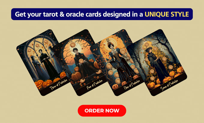 Gig Preview - Design personalized tarot and oracle card illustrations